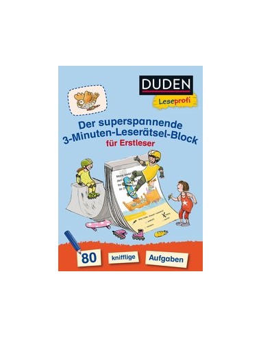 Duden Leseprofi – Der superspannende 3-Minuten-Leserätsel-Block für Erstleser